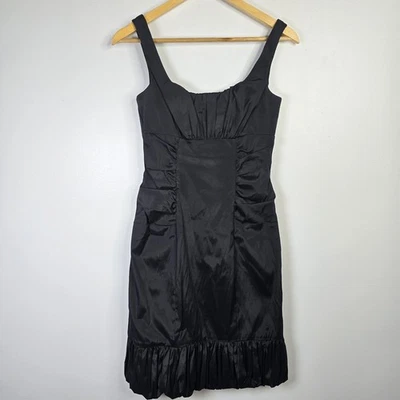 Vestido Betsy & Adam para mujer 6 negro sin mangas con volantes dobladillo acanalado fiesta cóctel Foto 1 de 4