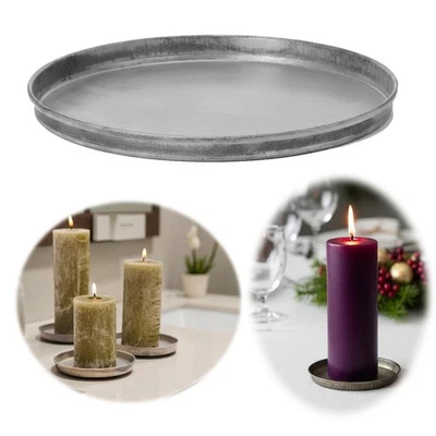 Vintage Metall Kerzenteller 16cm Rund Silber Kerzentablett Kerzenschale Schale - Bild 1 von 4