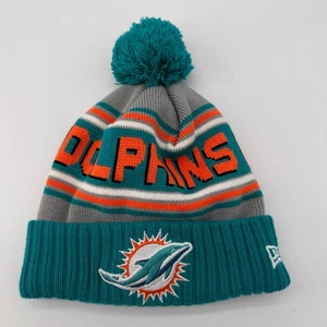 Cappello berretto nuovo senza etichette Miami Dolphins NFL Sideline Pom arancione verde acqua grigio inverno - Foto 1 di 7