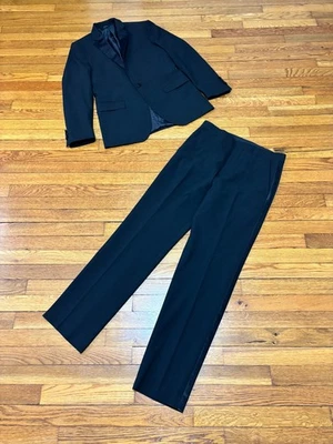 J. Ferrar Mens Tuxedo Sz 36R Blazer Jacket 30x32 Dress Pants Black Slim Fit Suit - Image 1 of 4