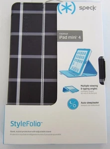 Speck Products StyleFolio Slim Case & Stand for iPad Mini 4 Black/White New - Picture 1 of 8