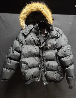 Beverly Hills Polo Club Black Puffer Jacket XXL Fur Trim Hood Removable button  - Image 1 of 4