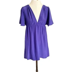 Amanda Uprichard REVOLVE Blue 100% Silk Babydoll Flutter Sleeve Tunic Dress - M - Bild 1 von 11
