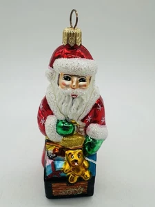 Christopher Radko Tiny Toy Chest Glass Ornament Santa Christmas Teddy - Picture 1 of 6