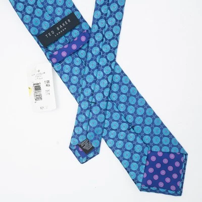 Ted Baker Sik Neck Tie Circles Geometric Blue Purple NOS - Image 1 of 4
