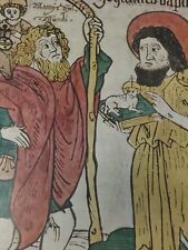 Saint Christopher and John the Baptist Print Vintage 24828 German School 1400's