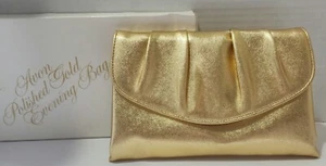 New VTG Avon Polished Gold Evening Bag In Original Box - Picture 1 of 9
