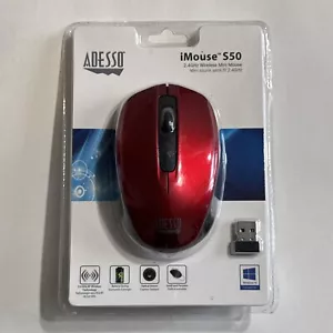 Adesso iMouse S50 2.4 GHz Wireless Optical Mini Mouse Metallic Red Sealed - Picture 1 of 2