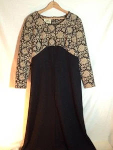 Vintage Flutterbye Maxi Dress Size M Gold Damask Floral Pattern Midcentury - Picture 1 of 12