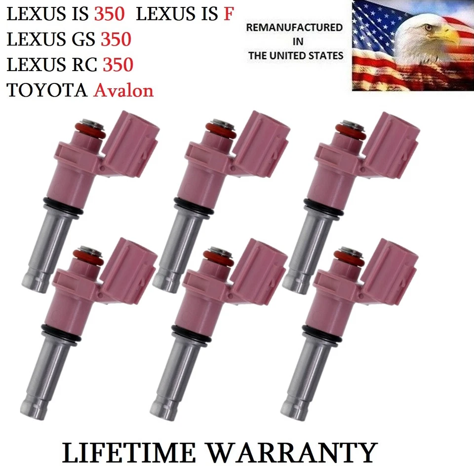 Re-Manufactured OEM Denso Fuel Injectors For 2007-15 Lexus GS350 GS450H 3.5L V6  - Image 1 of 1
