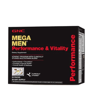 GNC Mega Men Performance Vitality Vitamins Vitapak, 30 Packs -MENS HEALTH - Picture 1 of 1