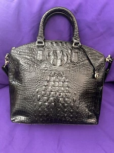 Brahmin Croc-Embossed Duxbury Ironwood Melbourne Black Leather Tote Satchel - Picture 1 of 4