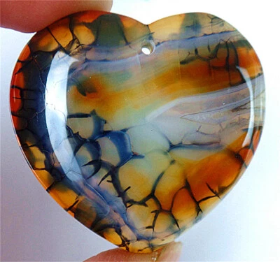 41x40x7mm Marrón y Negro Dragón Venas Ágata Amor Corazón Colgante Cuentas ZL7687 Foto 1 de 3