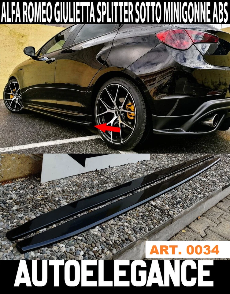 0034 ALFA ROMEO GIULIETTA 2010-2020 FLAPS SOTTO MINIGONNE ABS NERO LUCIDO - Immagine 1 di 4