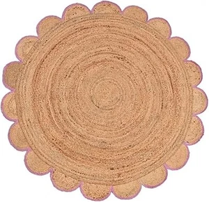 Bohemian Round Rug Jute Carpet Hand Braided Indoor Oudoor Floor Area Rag Rugs - Picture 1 of 48