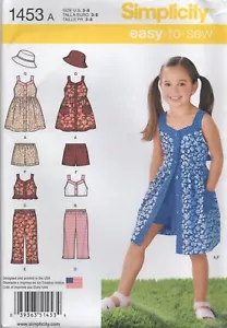 Simplicity Sewing Pattern 1453 EASY Dress Trousers Top Shorts HAT Age 3 - 8 New - Picture 1 of 11