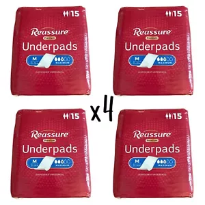 Lot 4 Reassure Premium Underpads 23x36” 15 Count Max Protection Level Latex Free - Picture 1 of 3