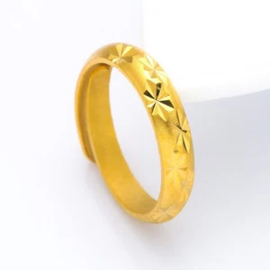 Anillo de boda clásico ajustable abierto con copos de nieve simples enchapados en oro de 18 quilates - Imagen 1 de 4