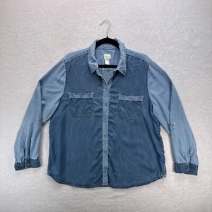 Chicos 3 Shirt Top Womens (US XL/16) Blue Roll Tab Soft Comfort Outdoor Work - Picture 1 of 14