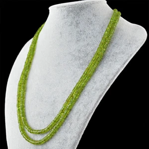 Exclusive 2 Strand 304.50 Cts Natural Untreated Green Peridot Beads Necklace - Picture 1 of 3