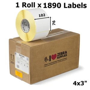 4x3 Zoll Zebra Z-Select 2000D Thermo Weiß Etiketten 102 mm x 76 mm Versandetikett - Bild 1 von 3