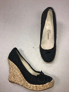 JUICY COUTURE Black espadrille wedge sz 7 - Picture 1 of 10