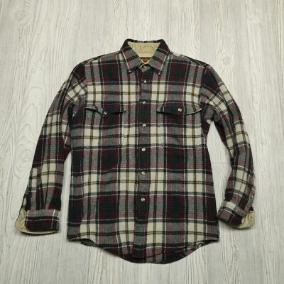 VINTAGE Eddie Bauer Wool Shirt Size Small (Tag M) Tartan Plaid Button Up - Image 1 of 4