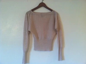 Talla nueva. Suéter tejido S Frenchi Dolman manga larga cuello barco beige/metálico - Imagen 1 de 2