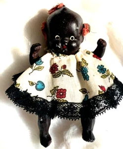 1930s African-American Bisque Baby Doll Made in Japan, 4 In., - Picture 1 of 8