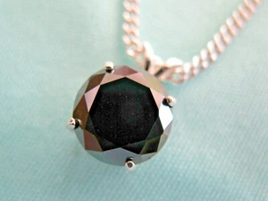 2.53ct 100% REAL EARTH MINED NATURAL BLACK DIAMOND NECKLACE, CERTIFICATE,PENDANT - Picture 1 of 10