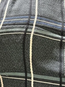 VTG Blanket Fabric Linen Tablecloth Blue/White & Black Striped Design Embroider - Picture 1 of 22