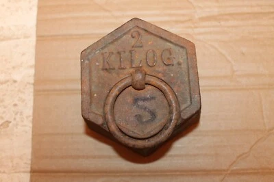 poids fonte hexagonal de 2 kg ancien balance roberval collection autre N°5 - Photo 1/4