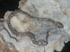 Sterling Silver Byzantine Bracelet, Hook Closure, 7.25 Inches - Picture 1 of 6