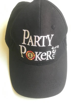 Cappello con visiera Party Poker colore nero regolabile in cotone 100% - Immagine 1 di 4