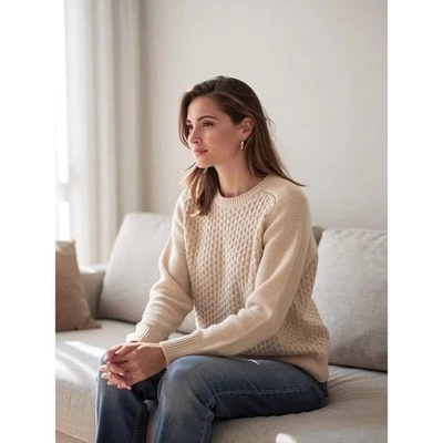 Suéter Grande Tejido Crema Grueso Lana Merino y Cachemira Nordstrom Signature Foto 1 de 4