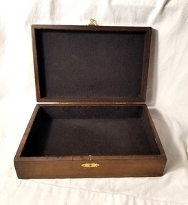 Caja de almacenamiento de joyas de té de madera maciza forrada de fieltro pestillo interior cerrado color nogal - Imagen 1 de 8