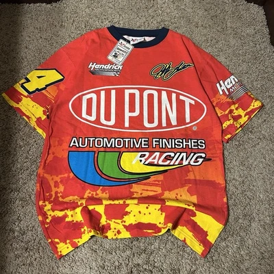 NUEVO CON ETIQUETAS Para hombres Vintage Nascar AOP Camiseta Roja Jeff Gordon Estampado Completo DuPont Talla L Foto 1 de 4