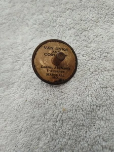 Vintage Children's Spinning Top Metal W/Wood Tip Advertising Van Dyke Insurance! - Picture 1 of 6