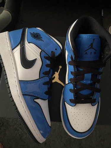 Nike Air Jordan 1 Mid Black White Blue 36 Schwarz Weiß