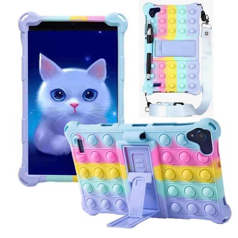 ALHBEJT Pop It 8" Tablet Case w/ Stand Strap Stylus – Colorful Silicone - Image 1 of 1