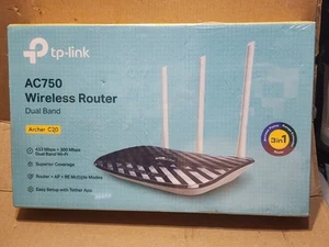 TP-Link AC750 Wireless Router Dual Band Archer C20 433 Mbps + 300 w/ Tether App - Picture 1 of 7