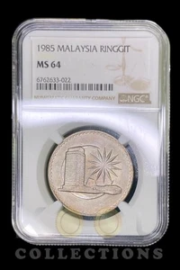 MALAYSIA 1985 1 RINGGIT COIN NGC MS 64 Parliament Coin - Picture 1 of 2