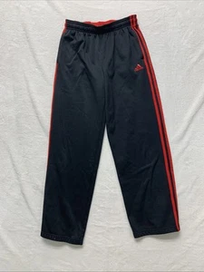 Adidas Youth Jogger Pants Size 14-16 Large Black Red Stripe Sweatpants - Picture 1 of 9
