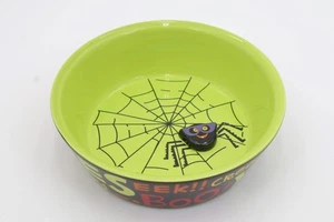 Hallmark 6" Halloween Ceramic Spiderweb Bowl with 3D Spider Fun Scary Decor - Picture 1 of 7