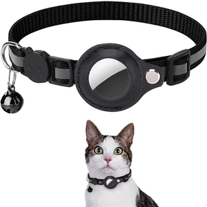 AirTag Cat Collar Reflective Air Tag Dog Pet Collar with Bell Breakaway Safety - Picture 1 of 13