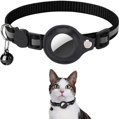 AirTag Collar para Gato Reflectante Etiqueta de Aire Perro Mascota Collar con Campana Seguridad Rompible Foto 1 de 4