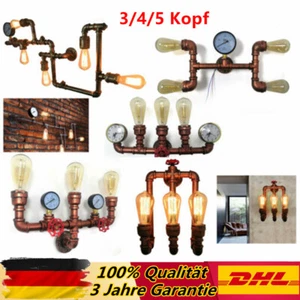 Lámpara de pared oxidada antigua tubo de hierro tubo de agua lámpara de pared con medidor vivo nuevo - Imagen 1 de 61