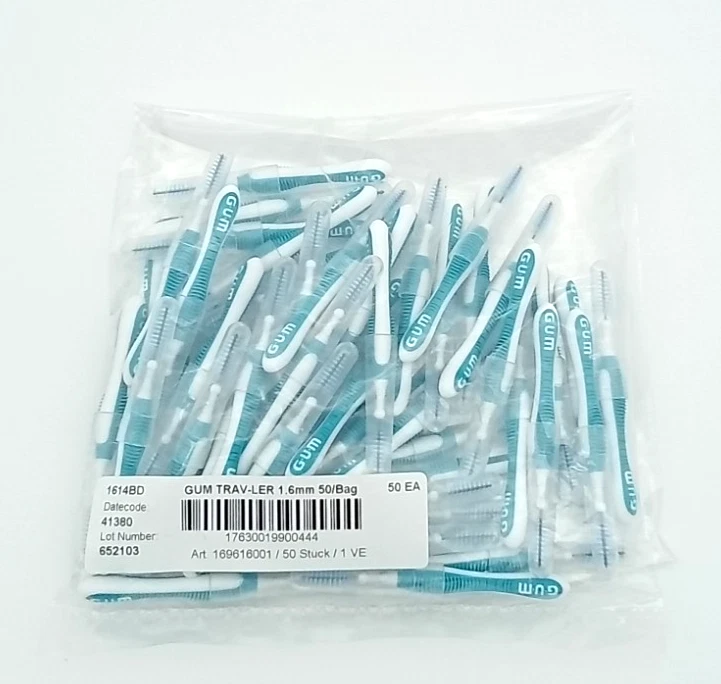 GUM Trav-ler Interdentalbürsten türkis 1,6mm - 50 Stück Zahnzwischenraumbürste