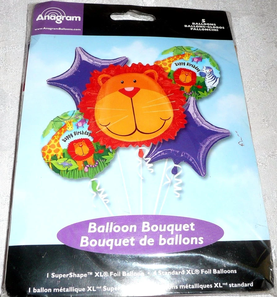 Anagram Happy Birthday JUNGLE ANIMALS Foil Balloon Bouquet - Image 1 of 1