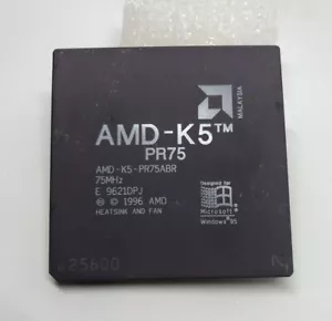 AMD K5 PR75 5x86 zócalo 7 CPU 75 MHz vintage raro procesador de cerámica 1996 PR75ABR - Imagen 1 de 7
